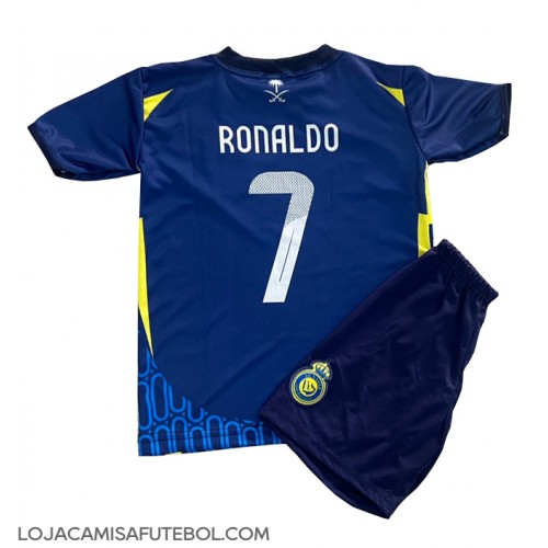 Camisa de Futebol Al-Nassr Cristiano Ronaldo #7 Equipamento Secundário Infantil 2024-25 Manga Curta (+ Calças curtas)